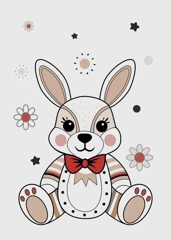 Plush Bunny with Red Bow Tie